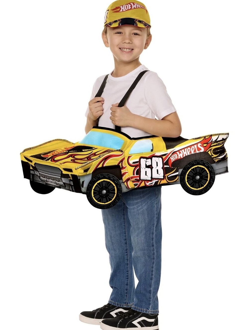 Hot Wheels ride in race car halloween cosplay costume with hat kids size 2-4T